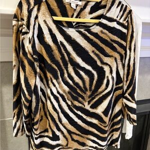 Alfani Black and Tan Animal Print Blouse